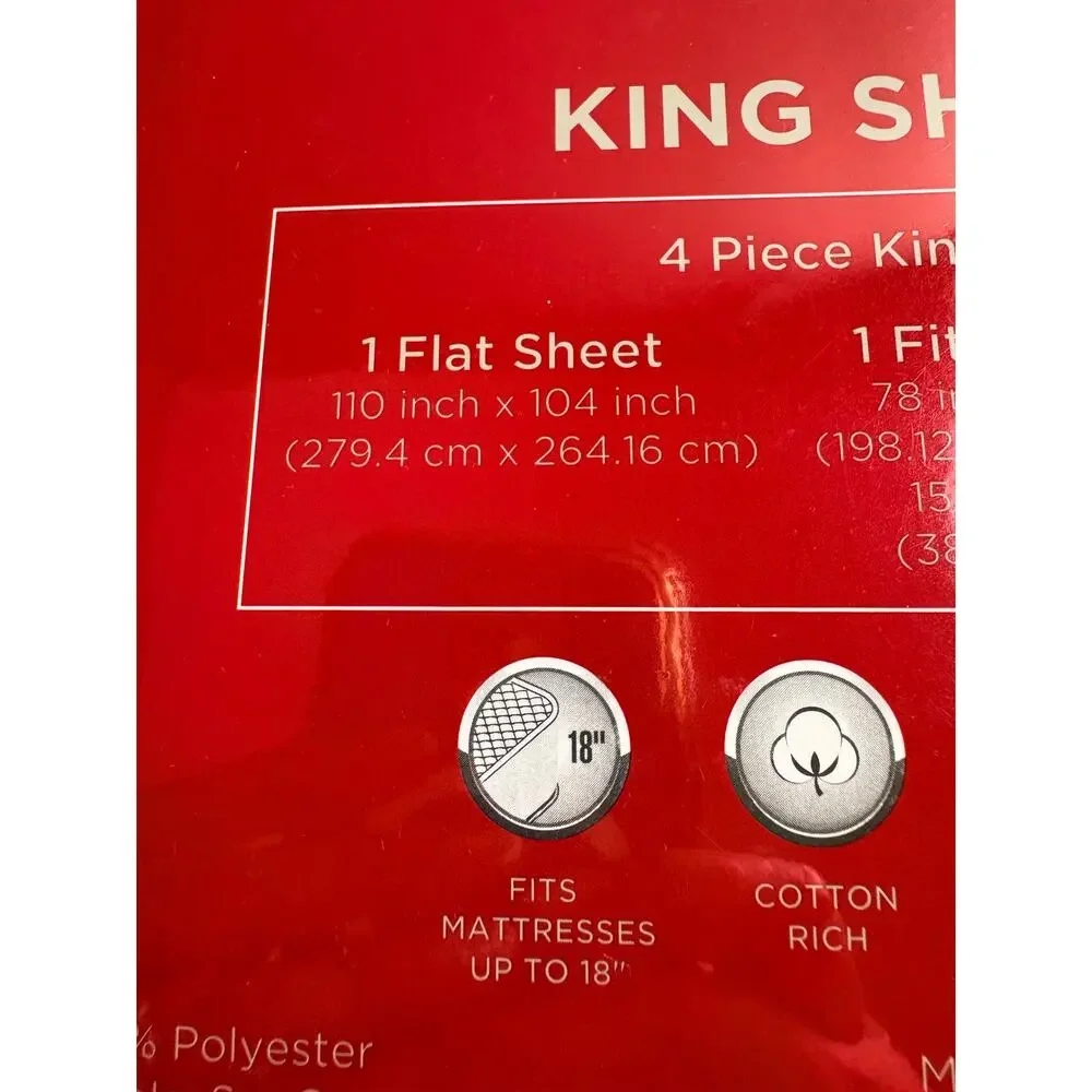 Fairfield Square Whitney 1000 Thread Count Luxury Sateen King Sheet Set Blue NWT